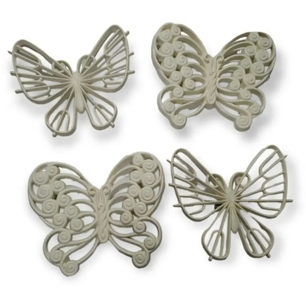 4 Vintage Syroco Wicker Butterflies Home Interiors Homco Burwood‎ Wall Hanging